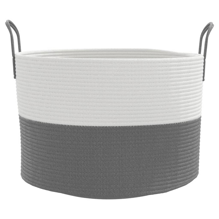 Stylish and Durable Grey & White Cotton Storage Basket - 51x33 cm - Premium  from Home Treasures - Just £25.99! Shop now at Home Treasures