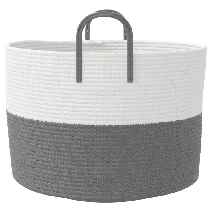 Stylish and Durable Grey & White Cotton Storage Basket - 51x33 cm - Premium  from Home Treasures - Just £25.99! Shop now at Home Treasures