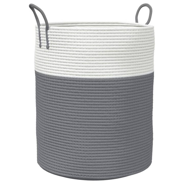 Modern Grey and White Storage Basket - Ø38x46 cm Durable Cotton with Handles - Premium  from Home Treasures - Just £33.99! Shop now at Home Treasures