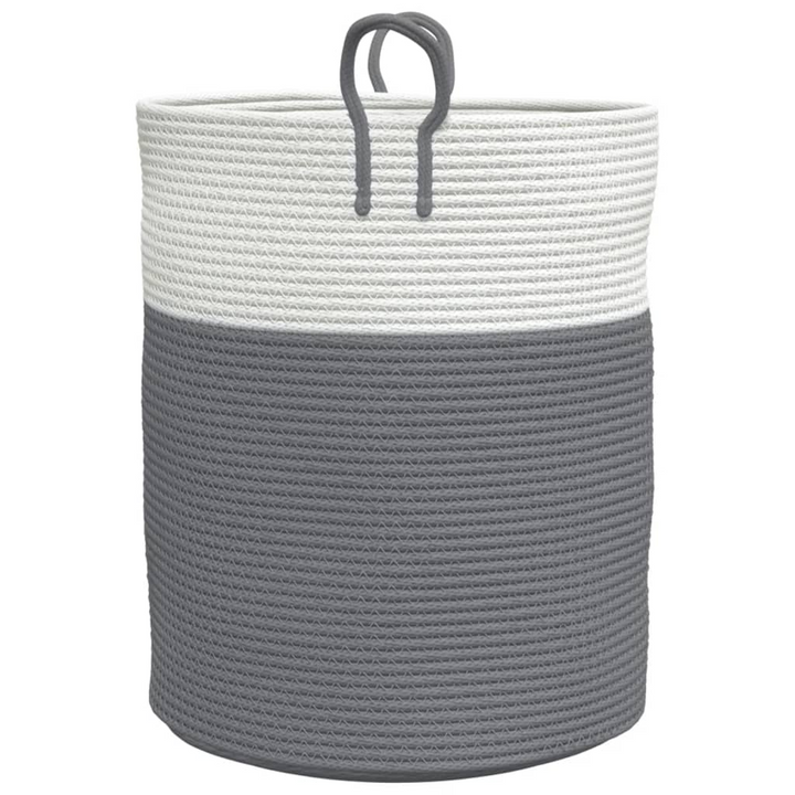 Modern Grey and White Storage Basket - Ø38x46 cm Durable Cotton with Handles - Premium  from Home Treasures - Just £33.99! Shop now at Home Treasures