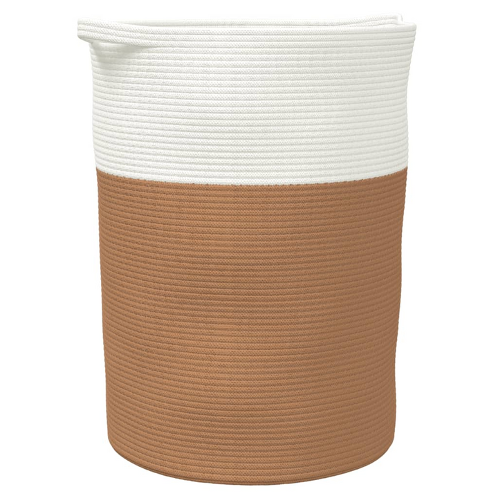 Cotton Storage Basket Brown and White Ø49x65 cm - Durable & Stylish Organizer - Premium  from Home Treasures - Just £54.99! Shop now at Home Treasures