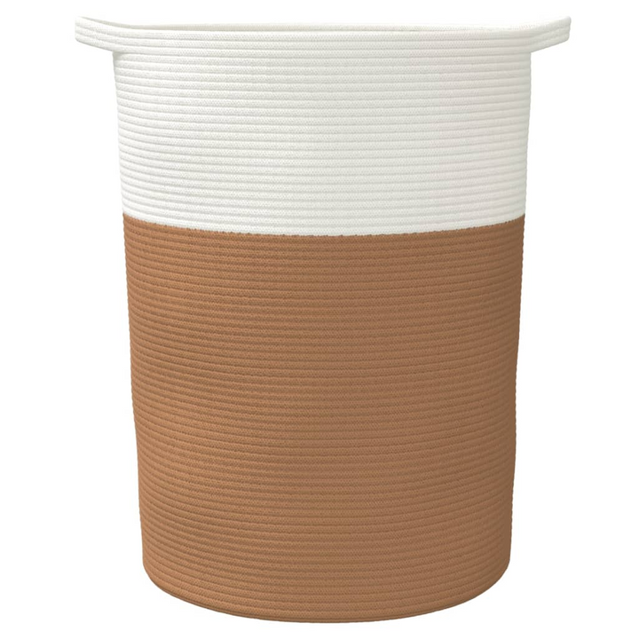 Cotton Storage Basket Brown and White Ø49x65 cm - Durable & Stylish Organizer - Premium  from Home Treasures - Just £54.99! Shop now at Home Treasures