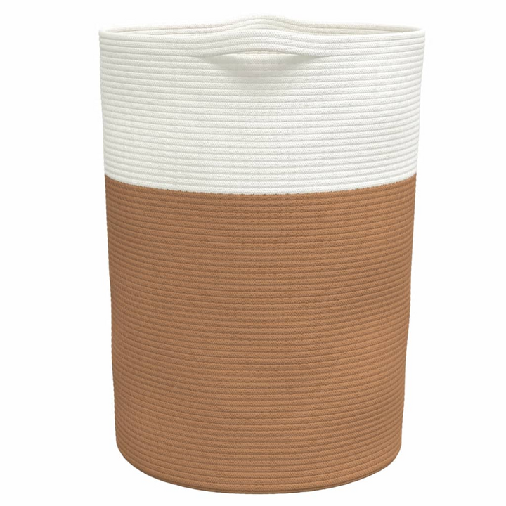 Cotton Storage Basket Brown and White Ø49x65 cm - Durable & Stylish Organizer - Premium  from Home Treasures - Just £54.99! Shop now at Home Treasures