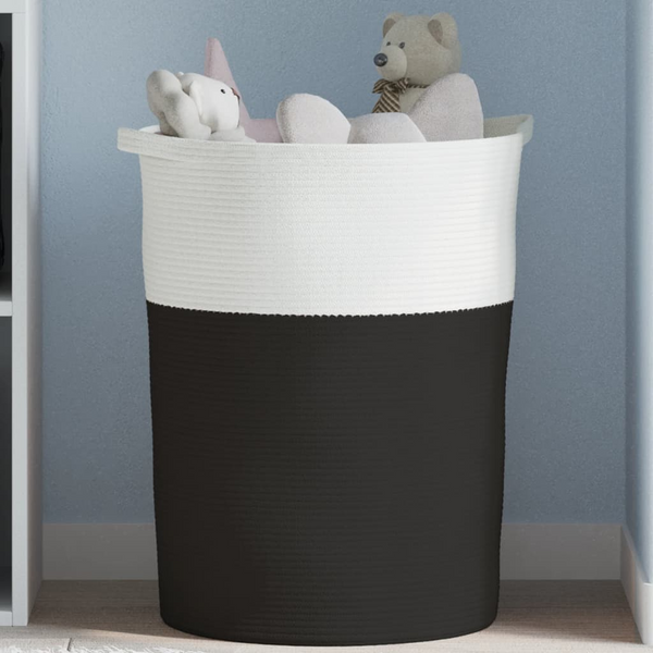 Stylish & Durable Cotton Storage Basket - Black and White, Ø49x65 cm | Perfect Home Organizer - Premium  from Home Treasures - Just £40.99! Shop now at Home Treasures