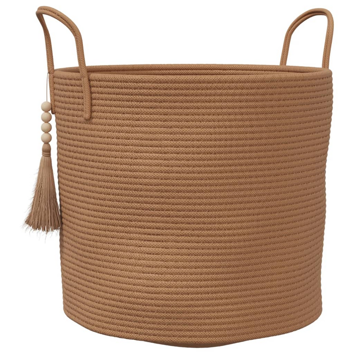 Brown Cotton Storage Basket Ø40x35 cm - Stylish & Versatile Home Organizer - Premium  from Home Treasures - Just £32.99! Shop now at Home Treasures