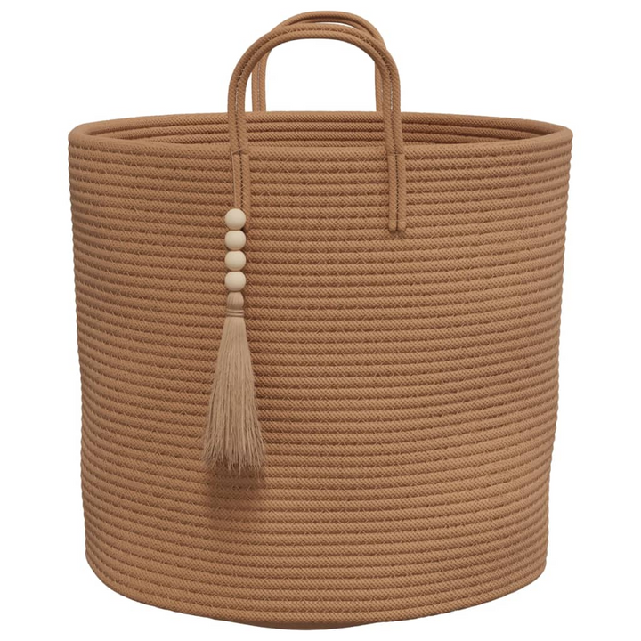 Brown Cotton Storage Basket Ø40x35 cm - Stylish & Versatile Home Organizer - Premium  from Home Treasures - Just £32.99! Shop now at Home Treasures