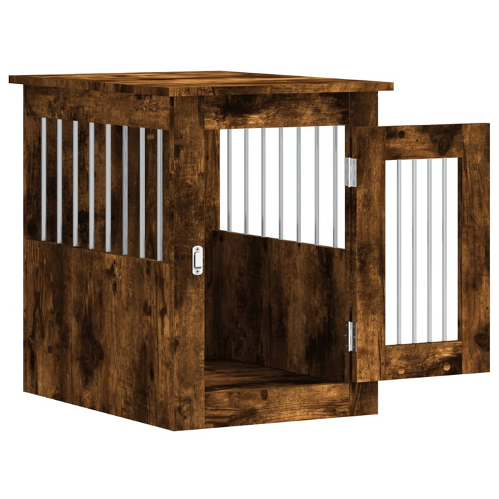 Dog Crate Furniture in Smoked Oak – Stylish 2-in-1 Doghouse and End Table, 45x62x59 cm, Engineered Wood and Steel, Lockable Door - Premium  from Home Treasures - Just £65.99! Shop now at Home Treasures