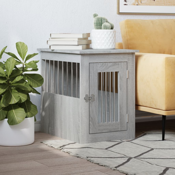 Sonoma Dog Crate in Grey - Stylish & Practical Pet Cage and End Table (45x62x59 cm, Engineered Wood) - Premium  from Home Treasures - Just £70.99! Shop now at Home Treasures