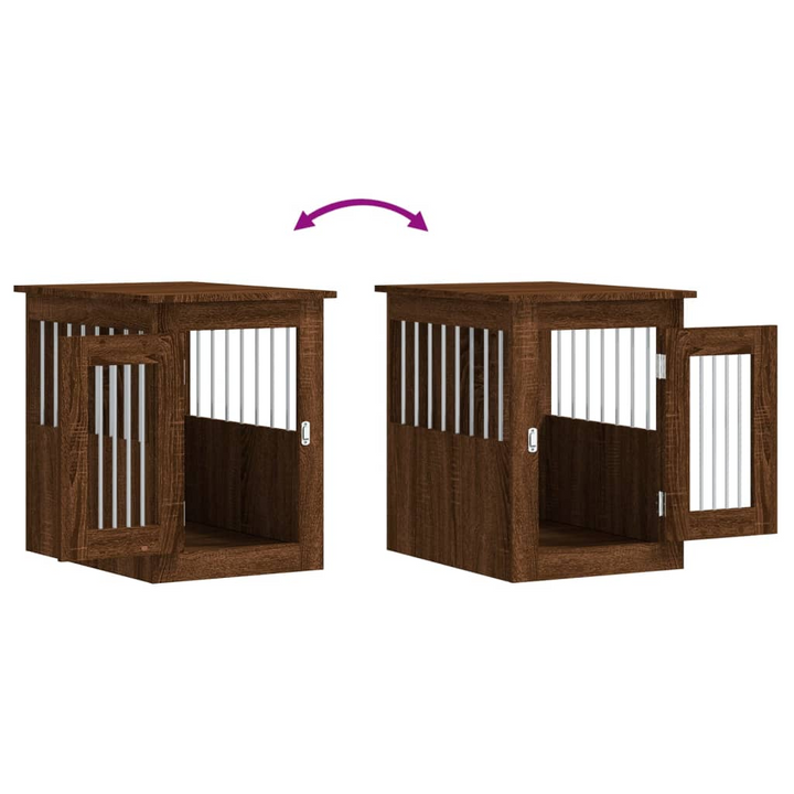 Brown Oak Dog Crate Furniture - Versatile 2-in-1 Doghouse & End Table, 45x62x59 cm, Safe & Stylish Pet Cage with Lockable Door - Premium  from Home Treasures - Just £70.99! Shop now at Home Treasures