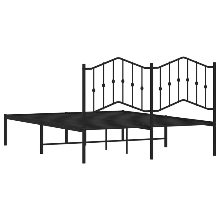 Double Metal Bed Frame with Elegant Headboard in Black - Sturdy Steel Construction, 135x190 cm - Premium  from Home Treasures - Just £92.99! Shop now at Home Treasures