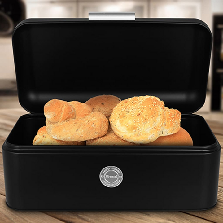 Stylish Matt Black Bread Bin | 2.5 L Capacity | Excellent Houseware | Modern Metal Storage Box - Premium  from Home Treasures - Just £45.99! Shop now at Home Treasures