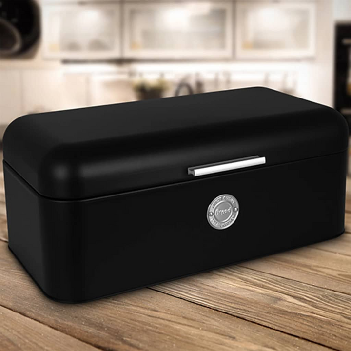 Stylish Matt Black Bread Bin | 2.5 L Capacity | Excellent Houseware | Modern Metal Storage Box - Premium  from Home Treasures - Just £45.99! Shop now at Home Treasures