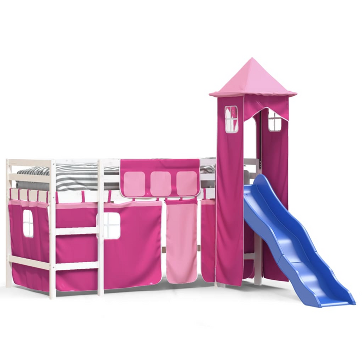 Children's Loft Bed with Tower, Pink, 90x190 cm, Single - Fun & Space-Saving - Premium  from Home Treasures - Just £337.99! Shop now at Home Treasures