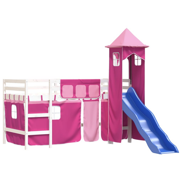 Children's Loft Bed with Tower, Pink, 90x190 cm, Single - Fun & Space-Saving - Premium  from Home Treasures - Just £337.99! Shop now at Home Treasures