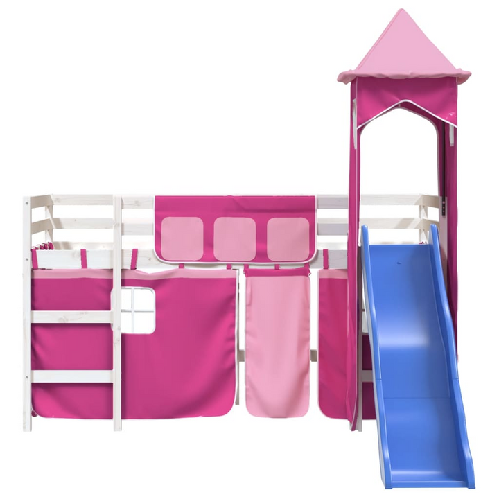 Children's Loft Bed with Tower, Pink, 90x190 cm, Single - Fun & Space-Saving - Premium  from Home Treasures - Just £337.99! Shop now at Home Treasures