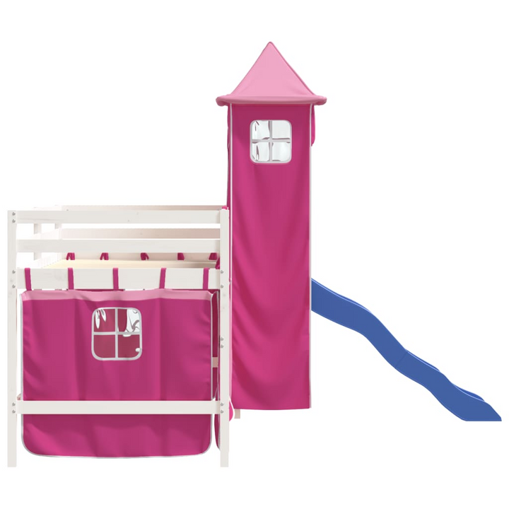 Children's Loft Bed with Tower, Pink, 90x190 cm, Single - Fun & Space-Saving - Premium  from Home Treasures - Just £337.99! Shop now at Home Treasures