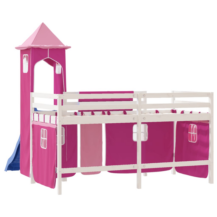 Children's Loft Bed with Tower, Pink, 90x190 cm, Single - Fun & Space-Saving - Premium  from Home Treasures - Just £337.99! Shop now at Home Treasures