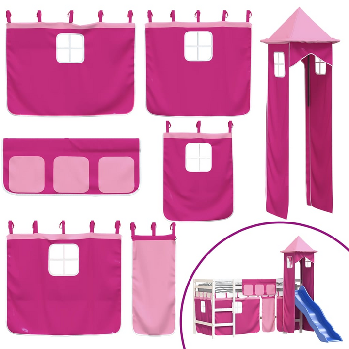 Children's Loft Bed with Tower, Pink, 90x190 cm, Single - Fun & Space-Saving - Premium  from Home Treasures - Just £337.99! Shop now at Home Treasures