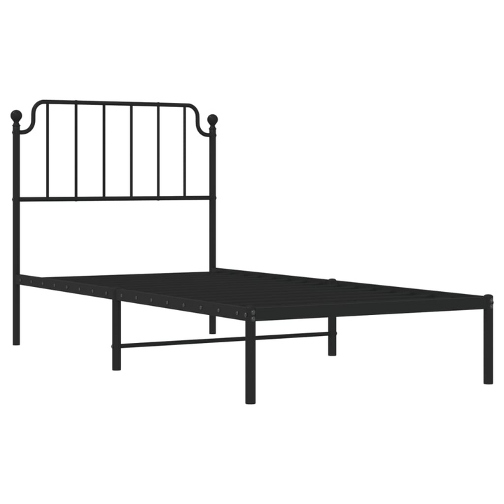 Metal Bed Frame with Headboard Black Single 90x190 cm - Sturdy & Elegant Design - Premium  from Home Treasures - Just £55.99! Shop now at Home Treasures