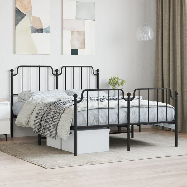 King Size Metal Bed Frame with Footboard in Black, Sturdy Steel Construction, 150x200 cm - Elegant and Durable - Premium  from Home Treasures - Just £110.99! Shop now at Home Treasures