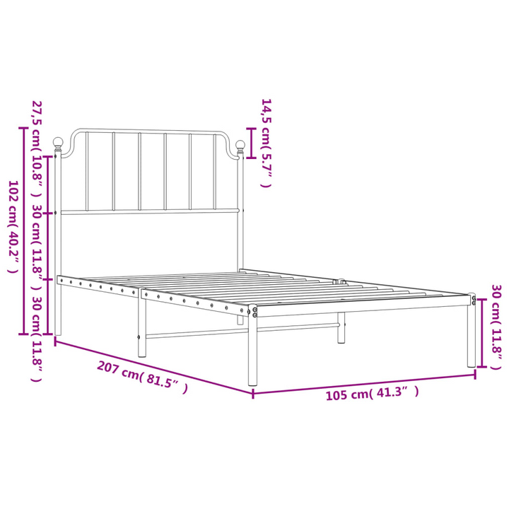 Robust Metal Bed Frame with Headboard, Black 100x200 cm – Elegant & Timeless Design - Premium  from Home Treasures - Just £68.99! Shop now at Home Treasures