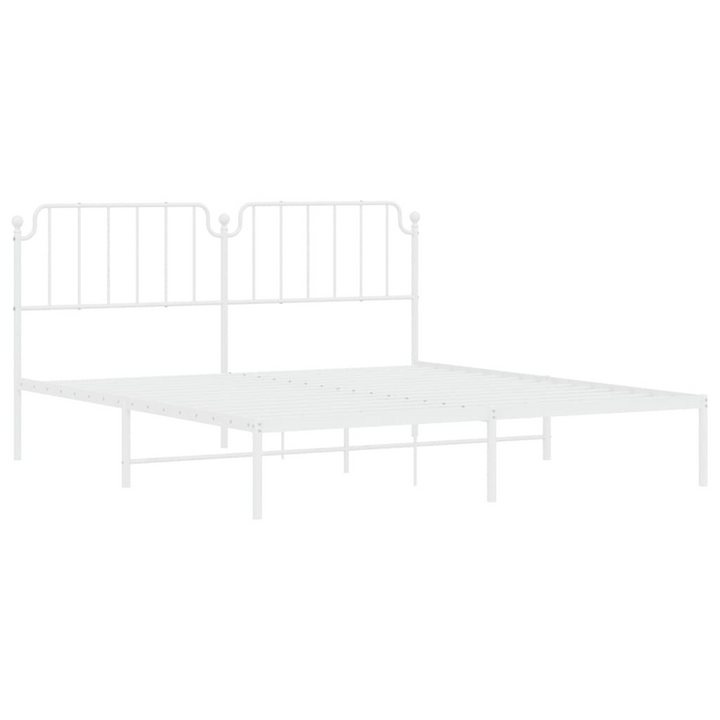 Metal Bed Frame with Headboard in White - Sturdy and Elegant 183x213 cm Bed Base - Premium  from Home Treasures - Just £101.99! Shop now at Home Treasures