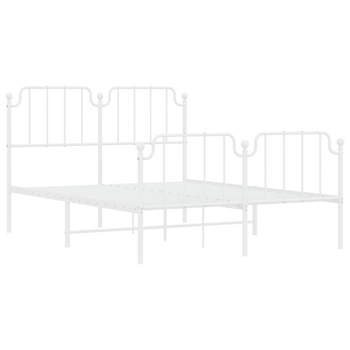 Sturdy Metal Bed Frame with Footboard - White, 140x190 cm | Classic Design & Extra Storage Space - Premium  from Home Treasures - Just £97.99! Shop now at Home Treasures