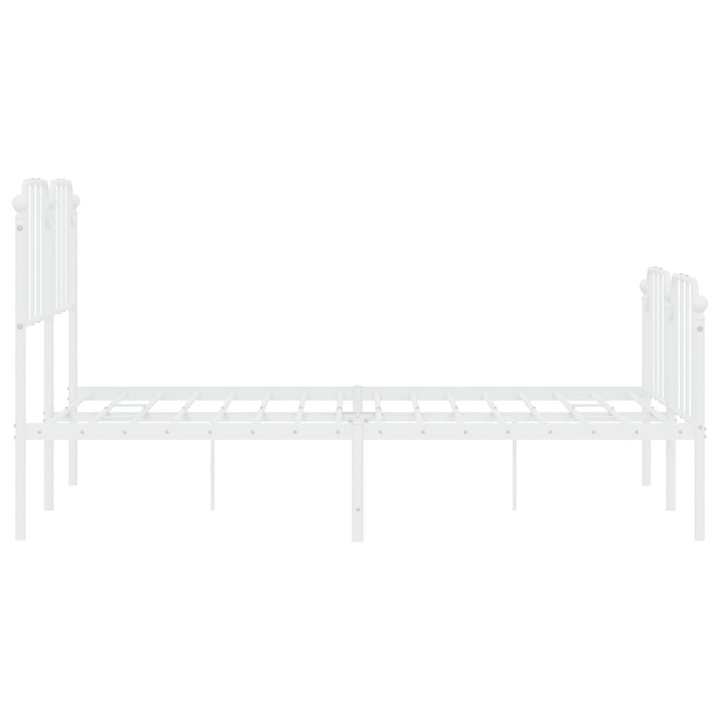 Sturdy Metal Bed Frame with Footboard - White, 140x190 cm | Classic Design & Extra Storage Space - Premium  from Home Treasures - Just £97.99! Shop now at Home Treasures