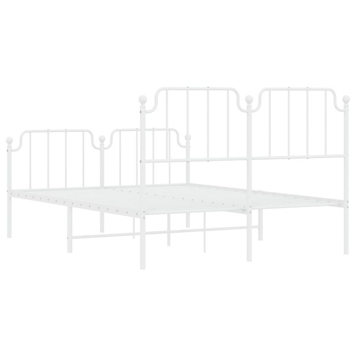 Sturdy Metal Bed Frame with Footboard - White, 140x190 cm | Classic Design & Extra Storage Space - Premium  from Home Treasures - Just £97.99! Shop now at Home Treasures