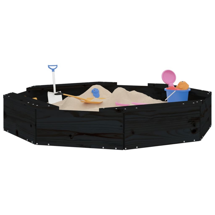 Black Octagon Sandbox with Seats - Durable Pine Wood Kids Outdoor Play Area - Premium  from Home Treasures - Just £61.99! Shop now at Home Treasures