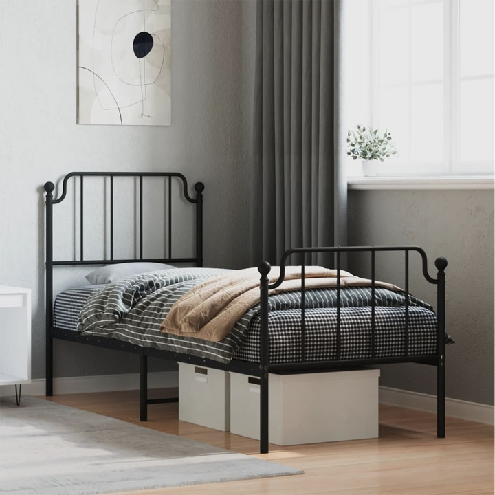 Small Single Metal Bed Frame - Elegant Black, Sturdy & Functional 75x190 cm - Premium  from Home Treasures - Just £63.99! Shop now at Home Treasures