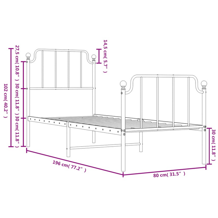 Small Single Metal Bed Frame - Elegant Black, Sturdy & Functional 75x190 cm - Premium  from Home Treasures - Just £63.99! Shop now at Home Treasures