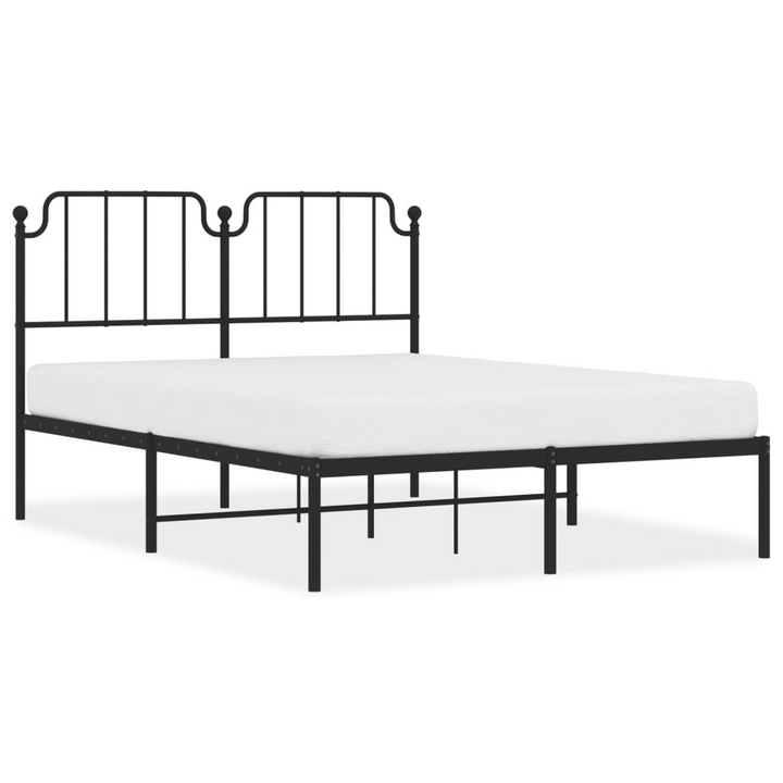 Metal Bed Frame with Headboard in Black - Double Size 135x190 cm - Elegant & Robust Design - Premium  from Home Treasures - Just £90.99! Shop now at Home Treasures