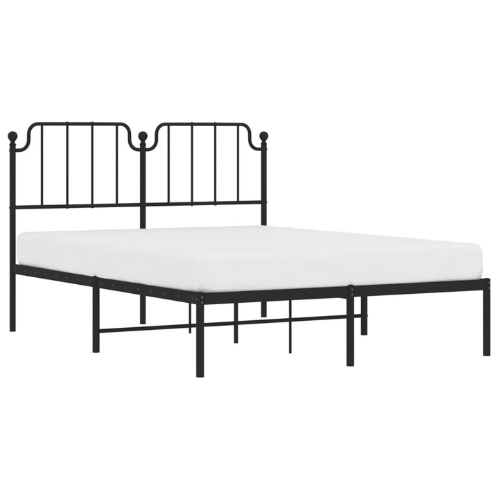 Metal Bed Frame with Headboard in Black - Double Size 135x190 cm - Elegant & Robust Design - Premium  from Home Treasures - Just £90.99! Shop now at Home Treasures