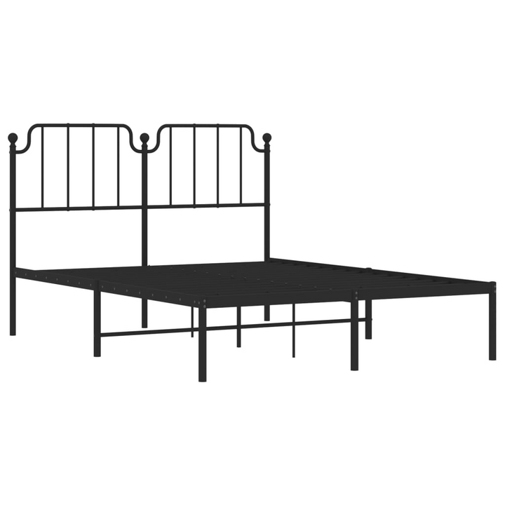 Metal Bed Frame with Headboard in Black - Double Size 135x190 cm - Elegant & Robust Design - Premium  from Home Treasures - Just £90.99! Shop now at Home Treasures