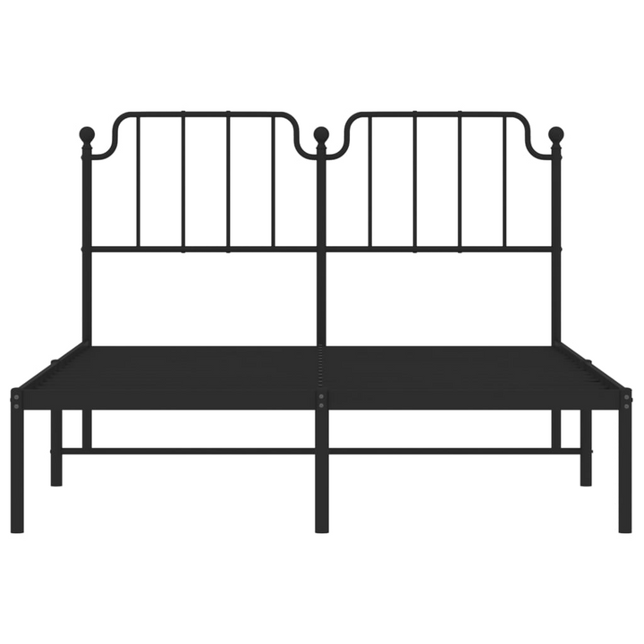 Metal Bed Frame with Headboard in Black - Double Size 135x190 cm - Elegant & Robust Design - Premium  from Home Treasures - Just £90.99! Shop now at Home Treasures