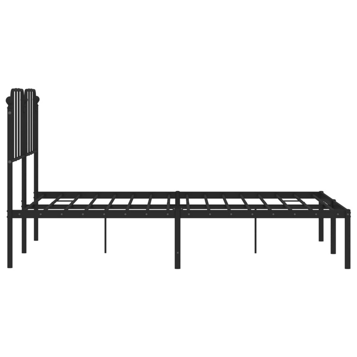 Metal Bed Frame with Headboard in Black - Double Size 135x190 cm - Elegant & Robust Design - Premium  from Home Treasures - Just £90.99! Shop now at Home Treasures