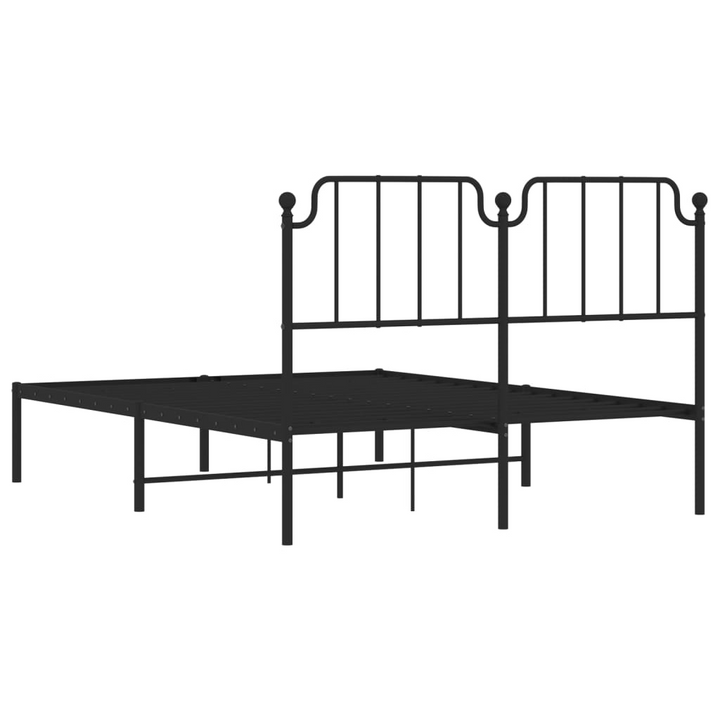 Metal Bed Frame with Headboard in Black - Double Size 135x190 cm - Elegant & Robust Design - Premium  from Home Treasures - Just £90.99! Shop now at Home Treasures