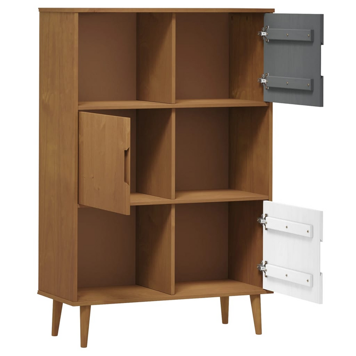 MOLDE Bookcase in Brown - Solid Pine Wood, UV Varnish Finish, Ample Storage, Scandinavian Design - Premium  from Home Treasures - Just £153.99! Shop now at Home Treasures