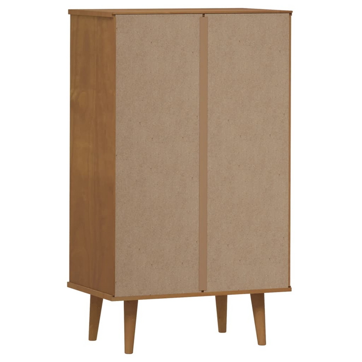 MOLDE Shoe Cabinet in Brown - Solid Pine Wood, UV Varnish, 59.5x35x103 cm, Ample Storage - Premium  from Home Treasures - Just £140.99! Shop now at Home Treasures