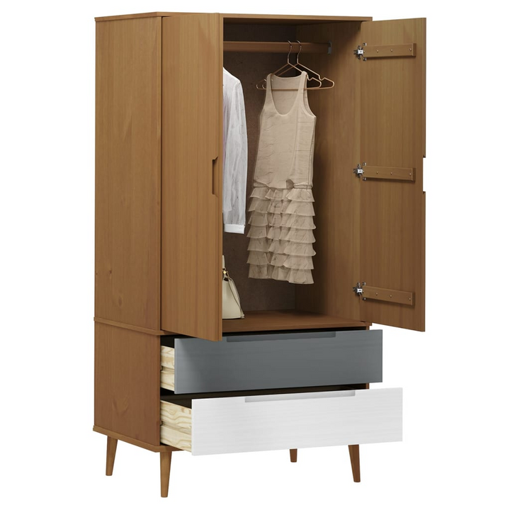 MOLDE Wardrobe - Solid Pine Wood, 90x55x175 cm - Scandinavian Design with Ample Storage Space - Premium  from Home Treasures - Just £325.99! Shop now at Home Treasures