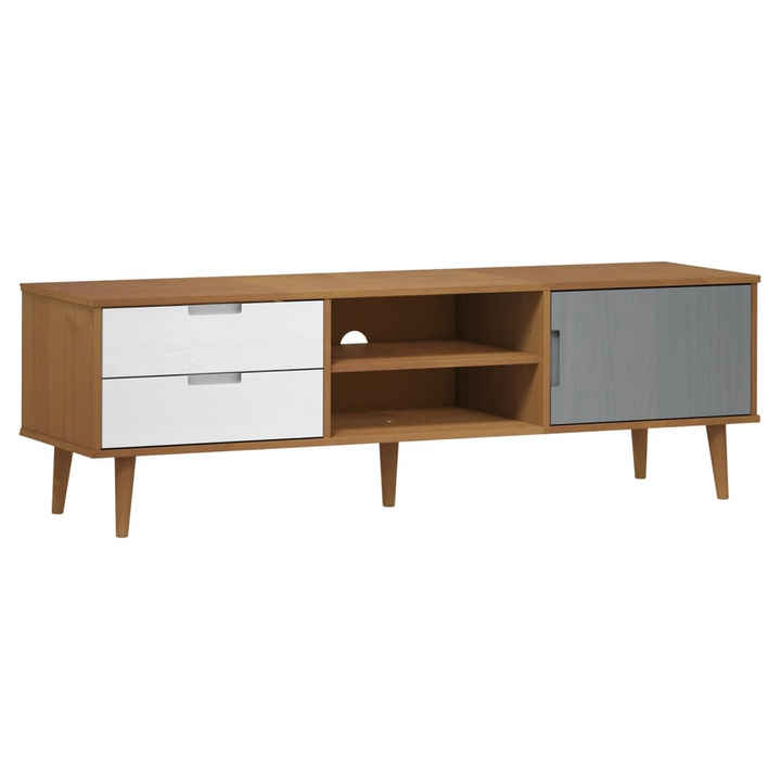 MOLDE TV Cabinet in Solid Pine Wood - 158x40x49 cm, Stylish Brown Finish with Ample Storage - Premium  from Home Treasures - Just £164.99! Shop now at Home Treasures