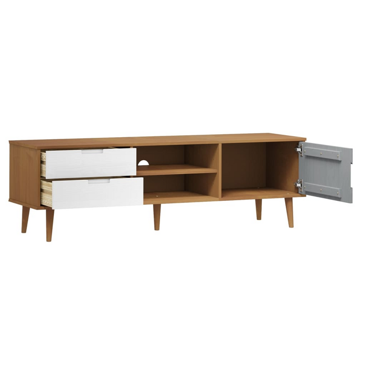 MOLDE TV Cabinet in Solid Pine Wood - 158x40x49 cm, Stylish Brown Finish with Ample Storage - Premium  from Home Treasures - Just £164.99! Shop now at Home Treasures