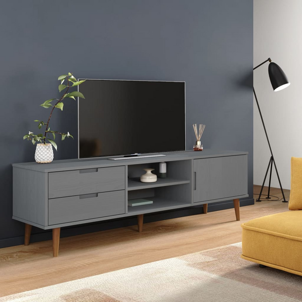 MOLDE TV Cabinet in Grey 158x40x49 cm, Solid Pine Wood - Stylish & Functional Media Console - Premium  from Home Treasures - Just £176.99! Shop now at Home Treasures