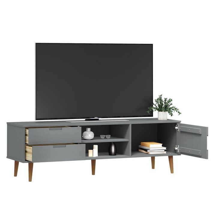 MOLDE TV Cabinet in Grey 158x40x49 cm, Solid Pine Wood - Stylish & Functional Media Console - Premium  from Home Treasures - Just £176.99! Shop now at Home Treasures