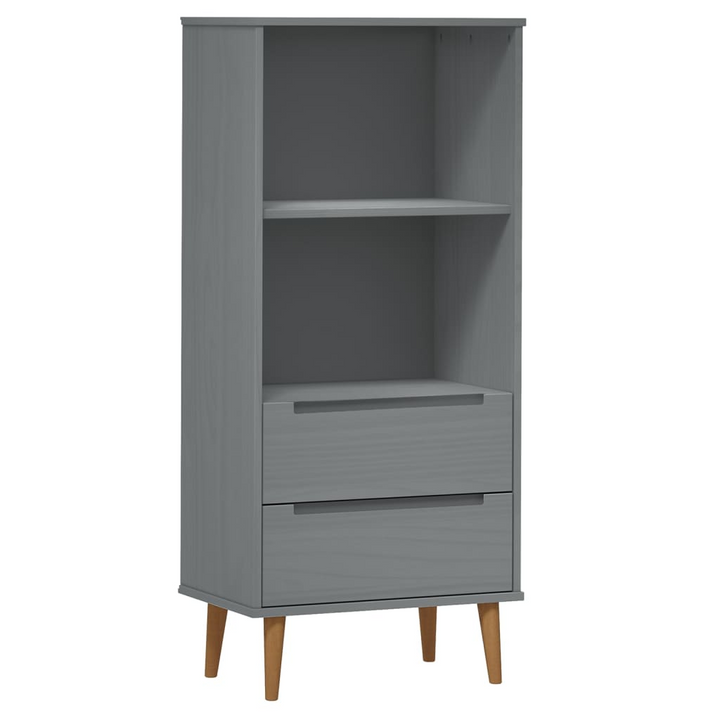 MOLDE Wooden Bookcase - Grey 60x35x133.5 cm | Solid Pine Wood | Ample Storage & Scandinavian Design - Premium  from Home Treasures - Just £111.99! Shop now at Home Treasures