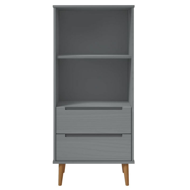 MOLDE Wooden Bookcase - Grey 60x35x133.5 cm | Solid Pine Wood | Ample Storage & Scandinavian Design - Premium  from Home Treasures - Just £111.99! Shop now at Home Treasures