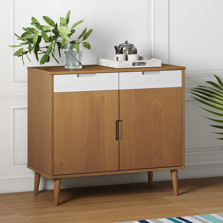 MOLDE Sideboard in Brown 90x40x80 cm | Solid Pine Wood | Scandinavian Design Cabinet with Ample Storage - Premium  from Home Treasures - Just £103.99! Shop now at Home Treasures