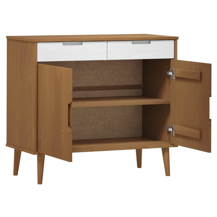 MOLDE Sideboard in Brown 90x40x80 cm | Solid Pine Wood | Scandinavian Design Cabinet with Ample Storage - Premium  from Home Treasures - Just £103.99! Shop now at Home Treasures