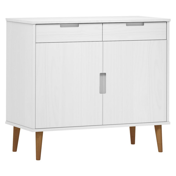 MOLDE Sideboard in White 90x40x80 cm - Stylish Solid Pine Wood Cabinet with UV Varnish Finish and Ample Storage - Premium  from Home Treasures - Just £158.99! Shop now at Home Treasures